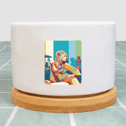 Hippie girl pose on holidays Plant Pots