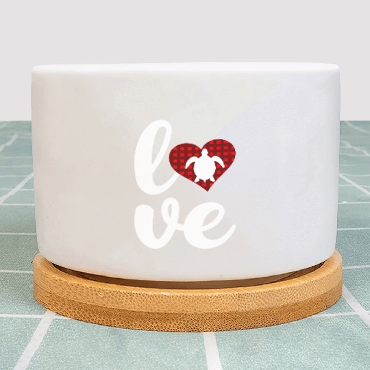 Sea Turtle Lover Buffalo Plaid Love Turtle Plant Pots
