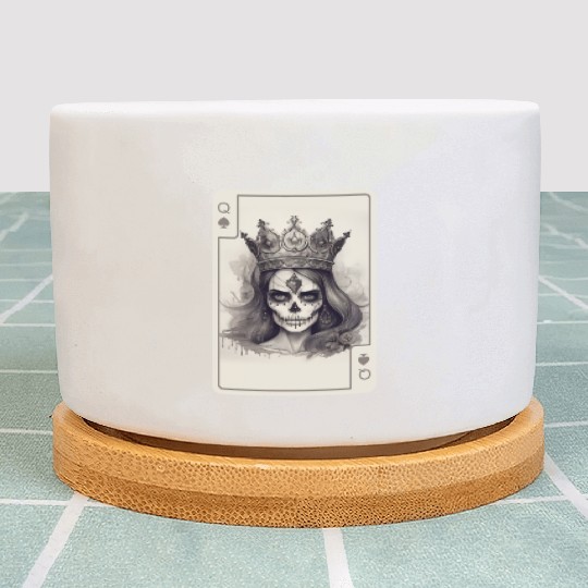 Poker Cards Queen of Spades Creepy Gothic Plant Pots