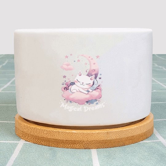 Magical Dreams Sleeping Cat Unicorns Pastel Moon S Plant Pots