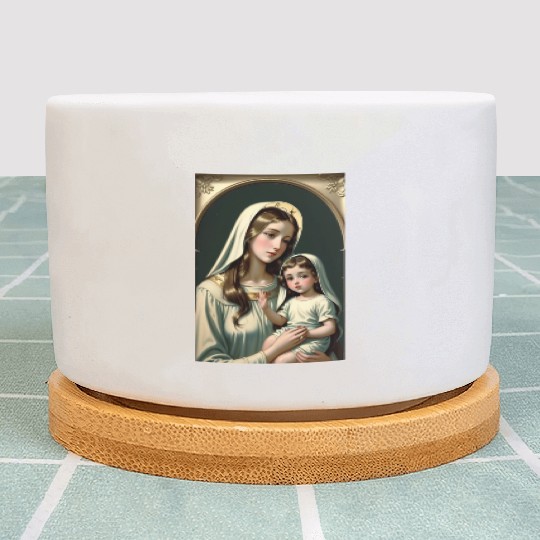 Mother Mary with Baby Jesus Vintage Styled Plant Pots