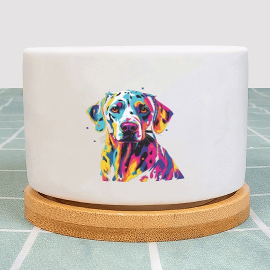 Watercolor Colorful Dalmatian Plant Pots
