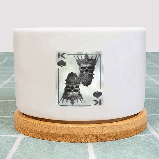 Spades King Bone Skull Creepy Halloween Fan Plant Pots