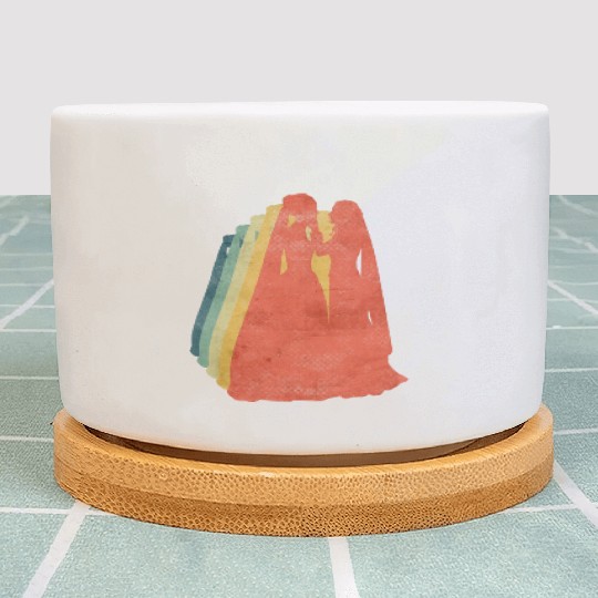 Lesbian Couple Romantic Wedding Wife Retro Plant Pots