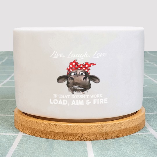 Live Laugh Love Cow Farmer Plant Pots