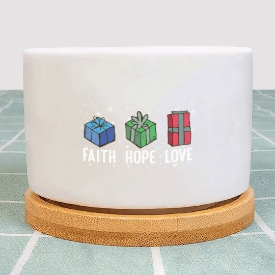 Faith Hope Love Religious Family Christmas Plant Pots