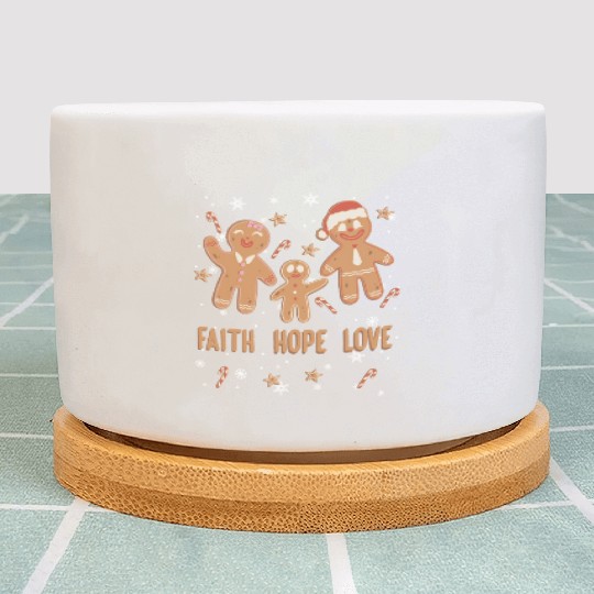 Gingerbread Man Faith Hope Love Religious Plant Pots