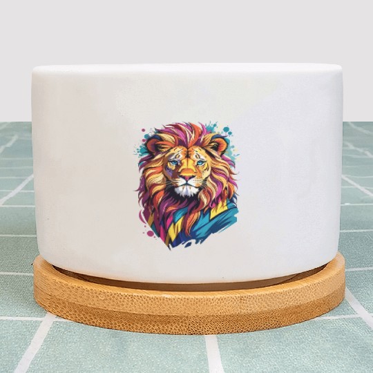 lion animal art I cool cute lion Plant Pots