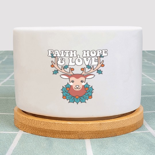 Religious Family Faith Hope Love Christmas Plant Pots