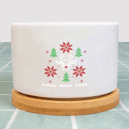 Faith Hope Love Religious Family Christmas Plant Pots