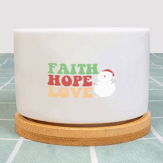 Faith Hope Love Religious Family Christmas Plant Pots