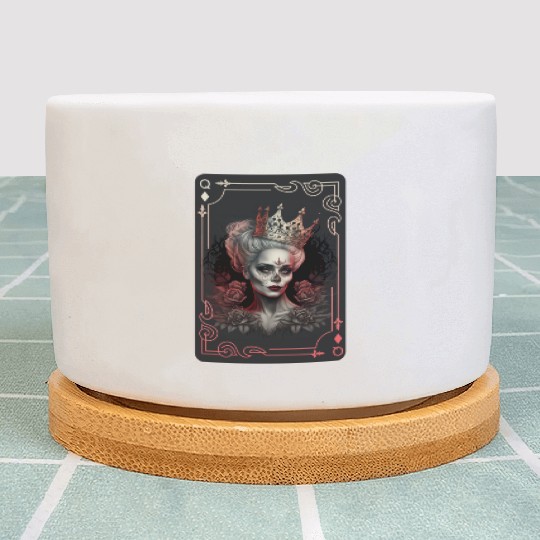 Diamond Queen Gothic Poker Card Game Creepy Plant Pots