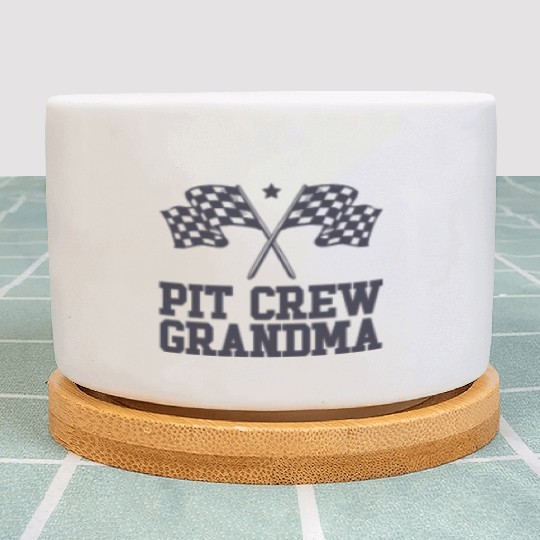 Pit Crew Grandma Racing Enthusiast Racer Birthday Plant Pots