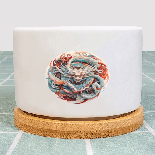 Chinese Dragon Mandala Art Plant Pots