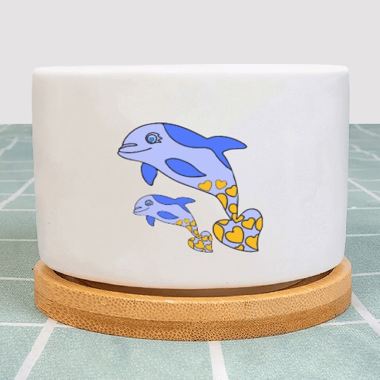 The Endearing Dance of Dolphin Mom and Kid Plant Pots
