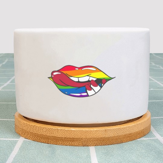LGBTQ Rainbow Pride Flag Funny Sexy Lips Plant Pots