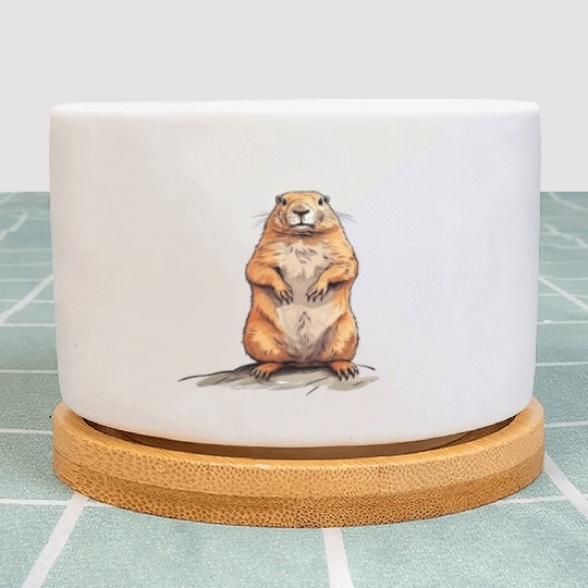 Groundhog Marmot for a Marmot lover groundhog fan Plant Pots