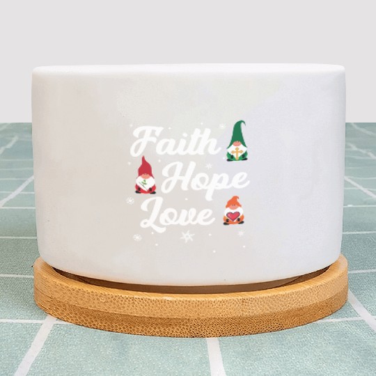 Faith Hope Love Religious Family Christmas Gnome Plant Pots