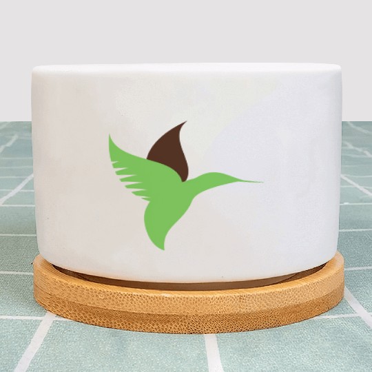 Green Bird Illustration Plant Pots