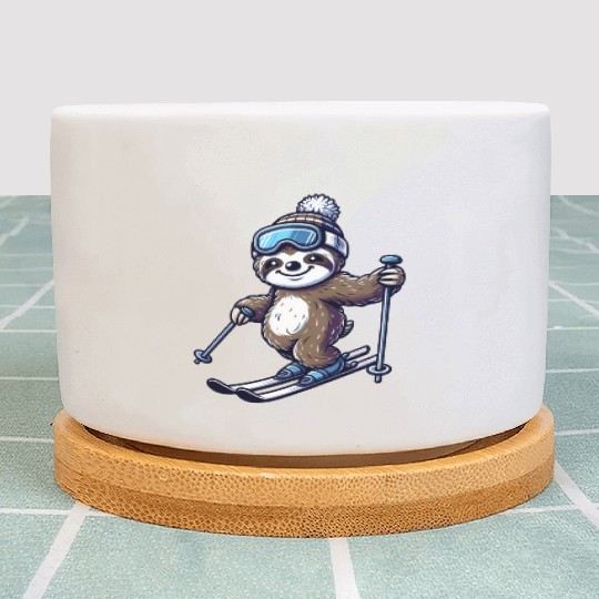 Relaxed Sloth Skier – Winter Fun on the Slopes Plant Pots