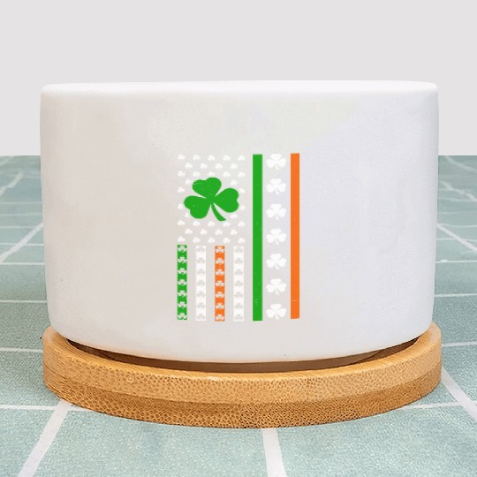 Irish American Flag Ireland Lucky Clover Shamrocks Plant Pots