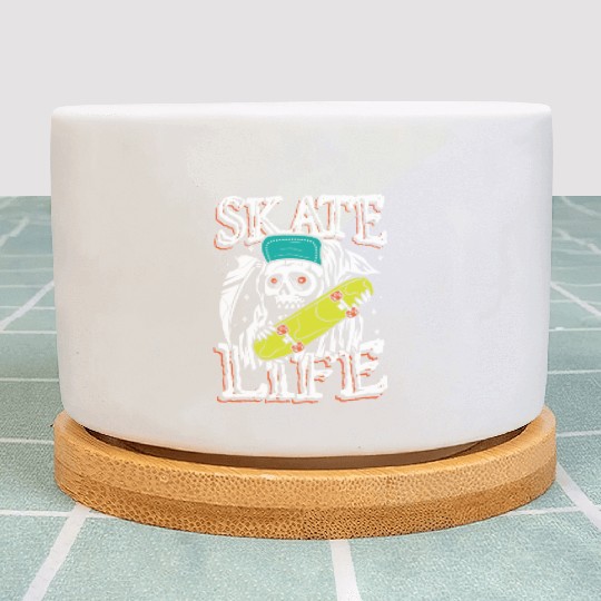 Skate life | rolling punk skull Plant Pots