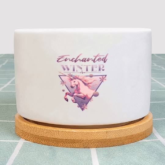 Enchanted Winter 80s Retro Lilac Unicorn Plant Pots