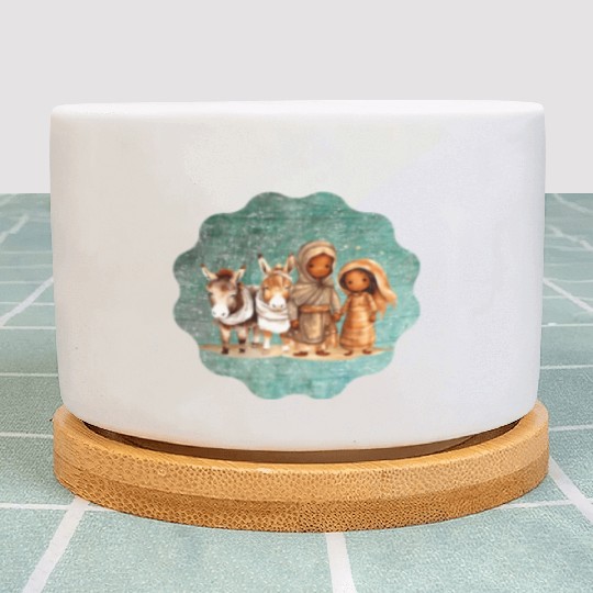 Christmas Nativity Scene Shepherds and Sheep Plant Pots