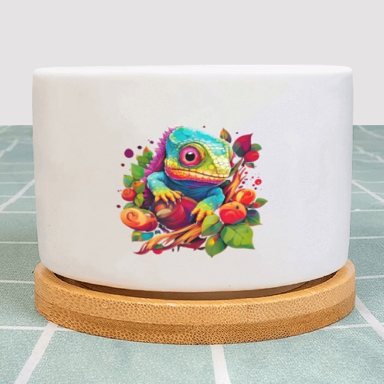 Cute Chameleon for Lizard Pet Lover Plant Pots