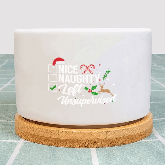 Christmas Nice Naughty Left Unsupervised Reindeer Plant Pots