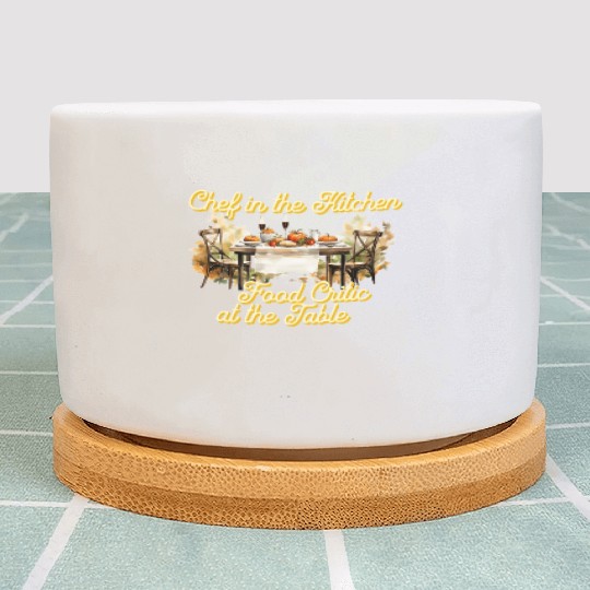 Chef in the Kitchen Food Critic at the Table Plant Pots