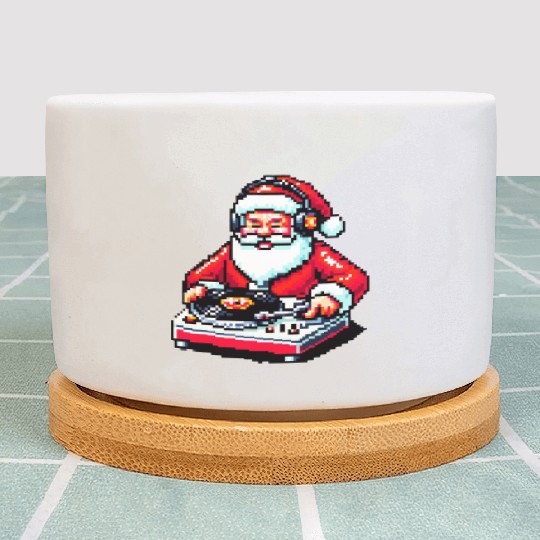 Retro 8-Bit DJ Santa: A Festive Musical Spin Plant Pots