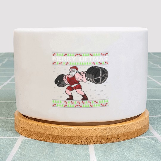 MERRY LIFTMAS Funny Strong Santa Claus Plant Pots