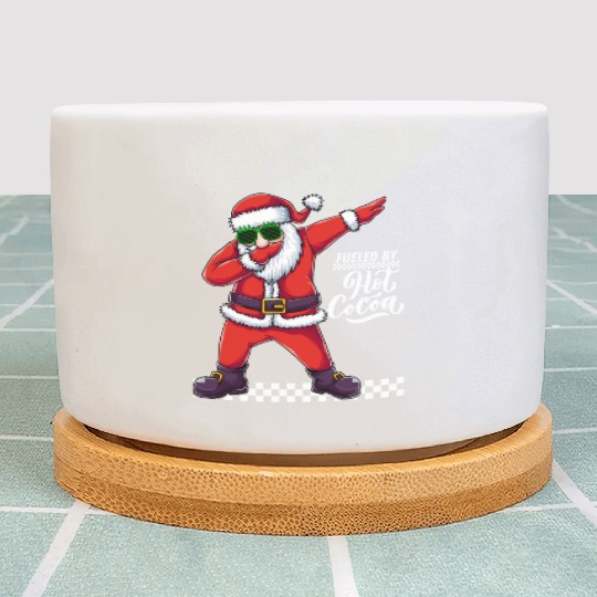 Fueled by Hot Cocoa, dabbing Santa Plant Pots