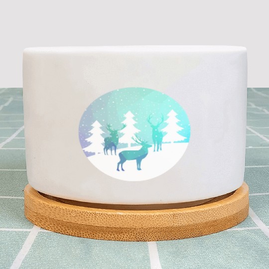 Deer Winter Forrest Plant Pots