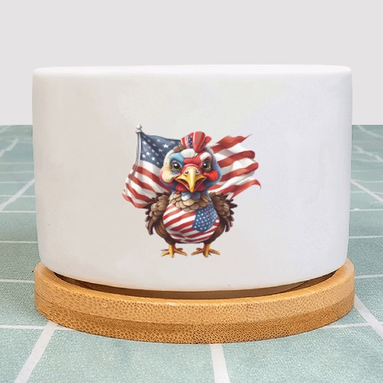 Thanksgiving Pride: Turkey Adorned with Flag Plant Pots