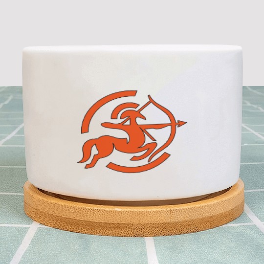 Zodiac Sagittarius Arc Icon Minimalistic In Red Plant Pots