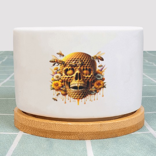 Sweet Life Skull Plant Pots Honeycomb Haven Bumblebee