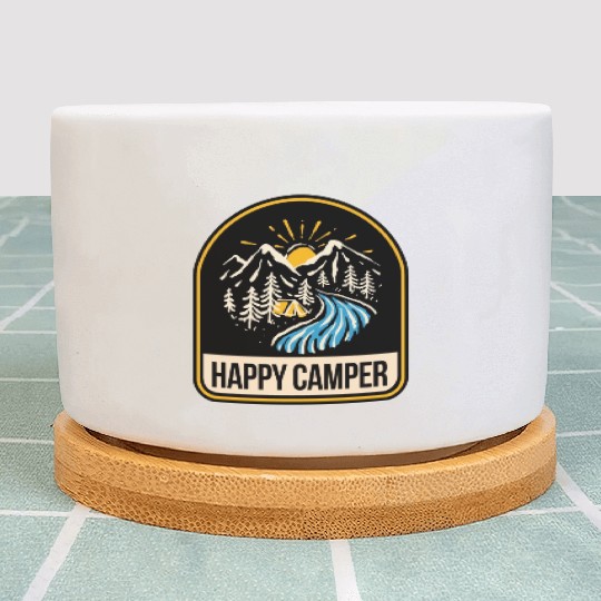 Happy Camper Camping Campfire Tent Plant Pots