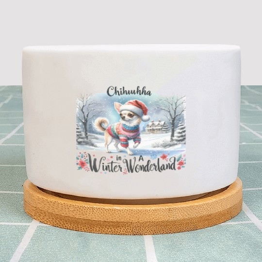 Chihuahua In a Winter Wonderland Plant Pots