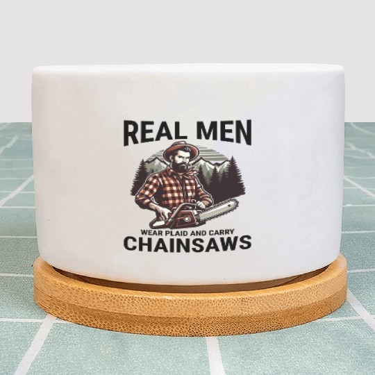 Lumberjack Woodworker Woodcutter Chainsaw Arborist Plant Pots