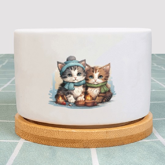 chubby kittens in Christmas stockings hanging Plant Pots