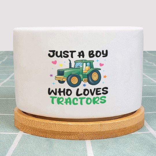 Kids Farm Lifestyle Just A Boy Who Loves Tractors Plant Pots
