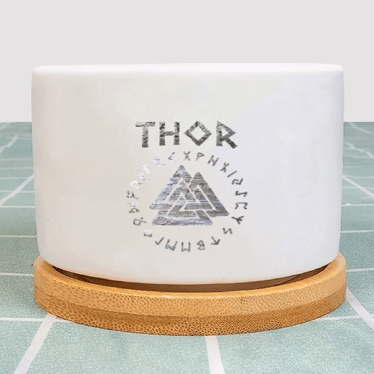 Thor Mjolnir Valknut Vikings Runes Plant Pots