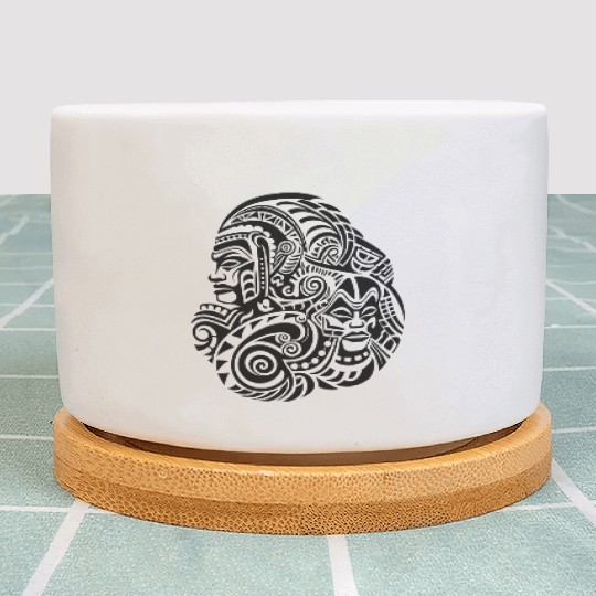 Maori Cultural Ink Tattoo Mastery in black Plant Pots