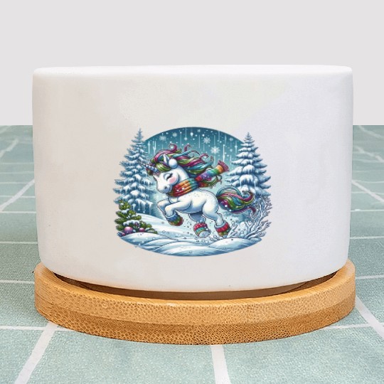 Unicorn in a Winter Wonderland Plant Pots