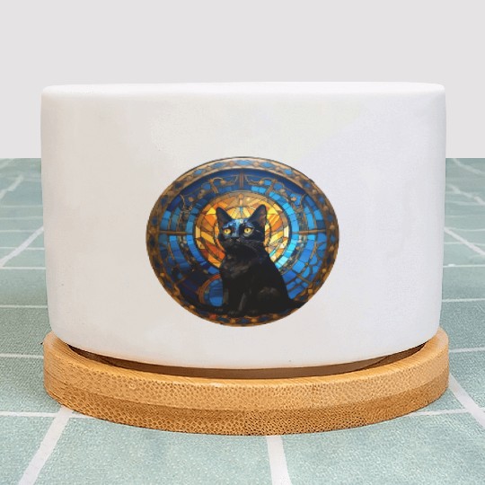Bombay cat in stained glass Plant Pots