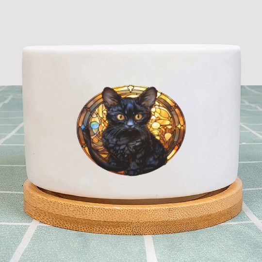 Bombay kitten in stained glass Plant Pots