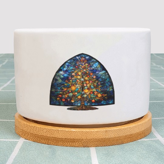 Stained Glass Christmas Tree Plant Pots