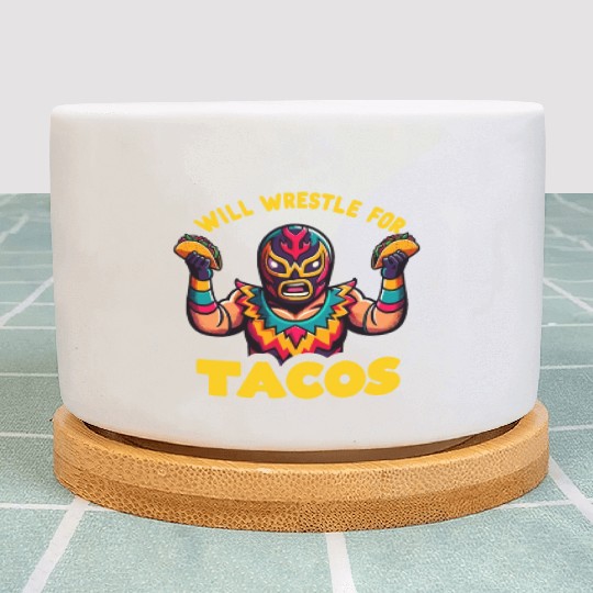 Mexican Wrestling Wrestler Lucha Libre Taco Mexico Plant Pots